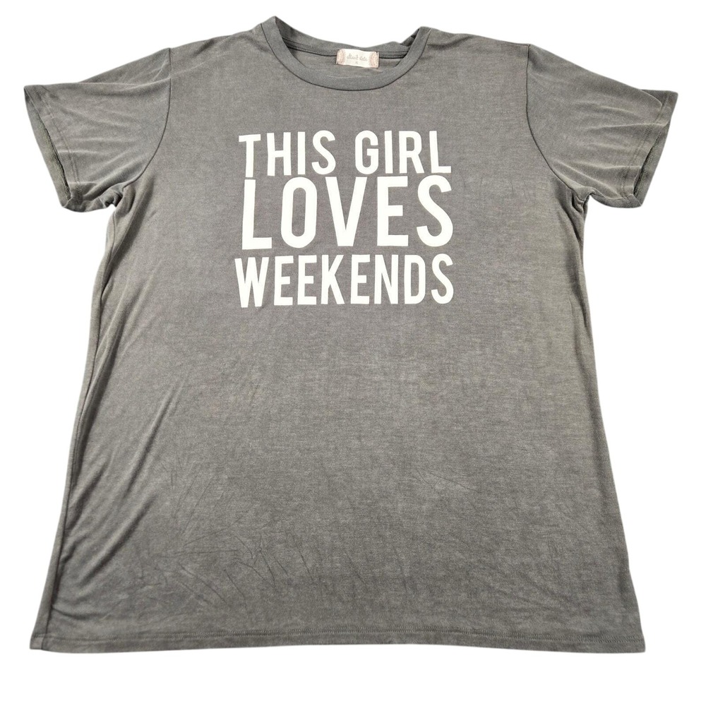 Altard State Graphic Tee Womens XL Gray This Girl Loves Weekends Viscose Blend